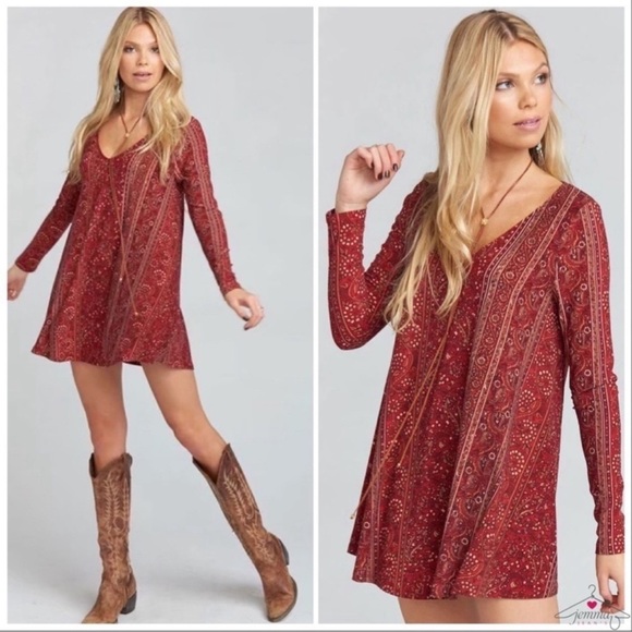 Show Me your Mumu Bryce Hutton Stripe Maroon Paisley Short Dress Womans Large - Picture 3 of 10